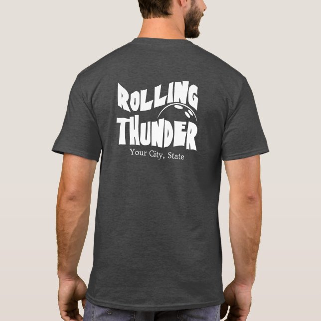 Bowlinglaglogotyp - rullande åska t shirt (Baksida)