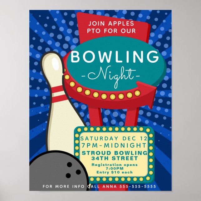 bowlingnattflyg, bowlingturnering poster (Framsidan)