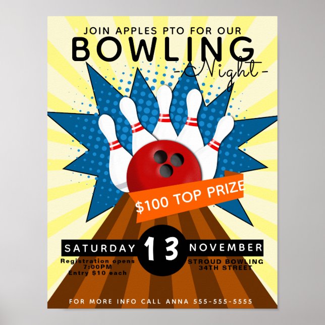 bowlingnattflyg, bowlingturnering poster (Framsidan)
