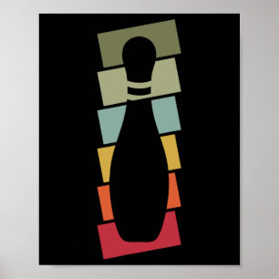 Bowlingspelare Vintage Bowlingpin Retro Poster