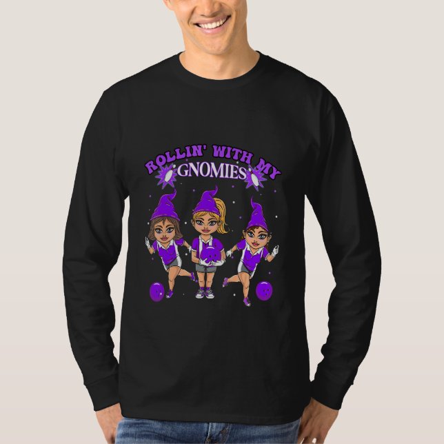 bowlingtomte för kvinnor Rullar med mina gnomar te T Shirt (Framsida)