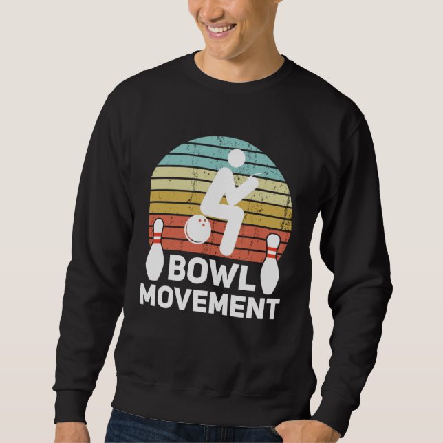 Bowlmovement  Bowling Pun Bowler Joke Humor Lång Ärmad Tröja (Framsida)