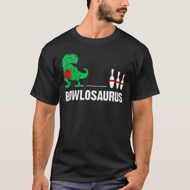 Bowlosaurus t Rex Dinosaur Bowling T Shirt (Framsida)