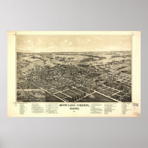 Bowlsplan Ohio 1888 antika panorama- karta Poster