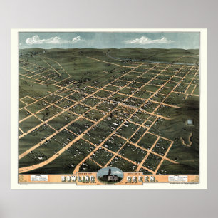 Bowlsplan panorama- karta för KY - 1871 Poster
