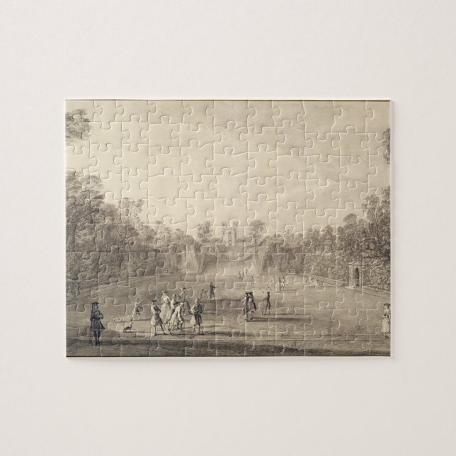 Bowlsplanen på Claremont, 1738 (gravyr) Pussel (Horisontell)