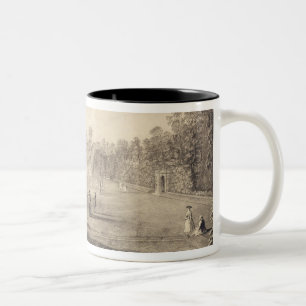 Bowlsplanen på Claremont, 1738 (gravyr) Två-Tonad Mugg