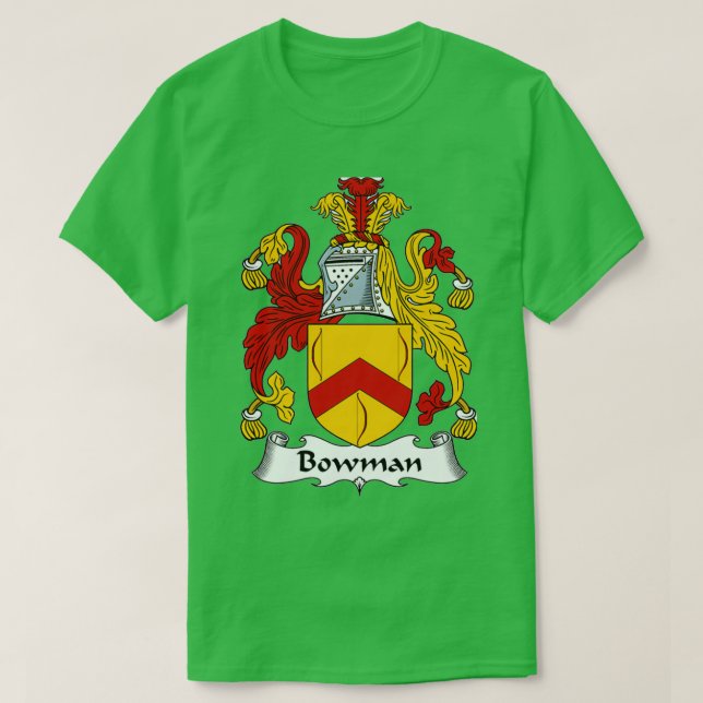 Bowman Jackar Arm Bowman Family Crest T Shirt (Design framsida)