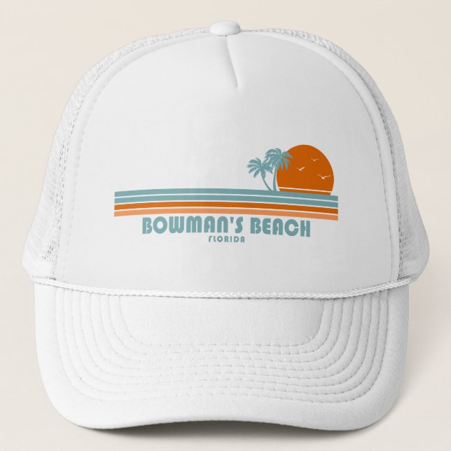 Bowmans Beach Florida Sol Handflatan Träd Keps (Framsida)