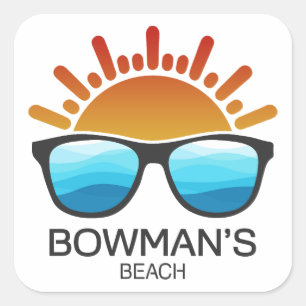 Bowman's Beach Florida Solglasögon Fyrkantigt Klistermärke