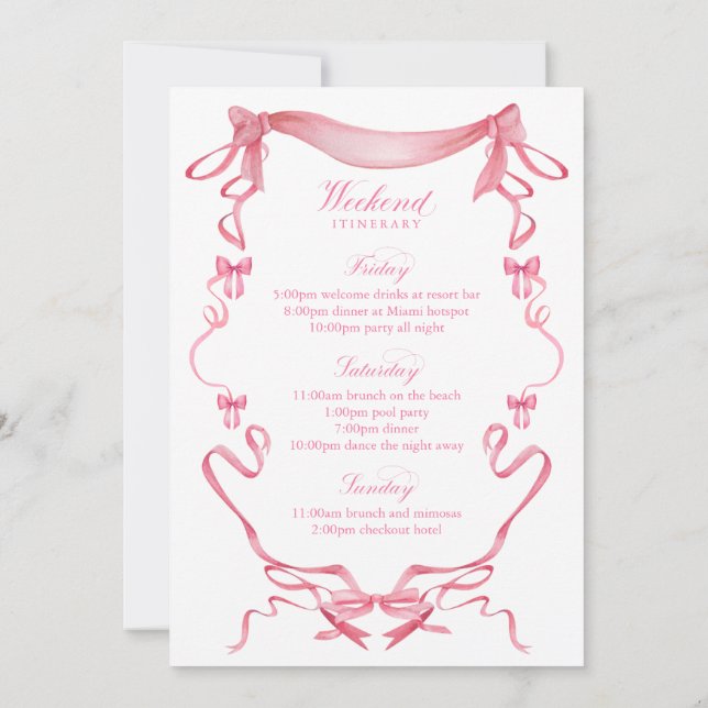 Bows and Babes Girls Klubb Bachelorette-inbjudan Inbjudningar (Baksida)