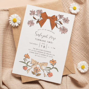  Bows and Blommars Girl Födelsedagsfest Inbjudningar