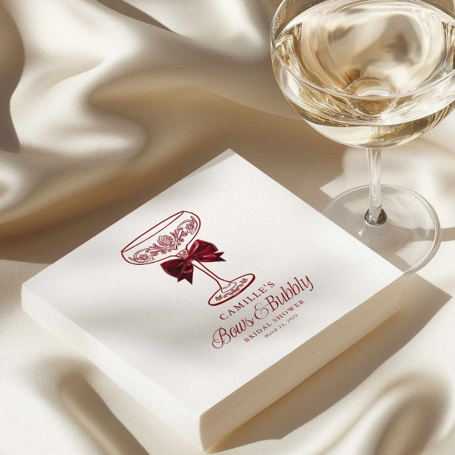 Bows and Bubbly Bridal Shower Napkins Pappersservett (Elegant Bows and Bubbly Bridal  Shower)