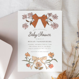 Bows and Flowers Baby Shower-inbjudan Inbjudningar