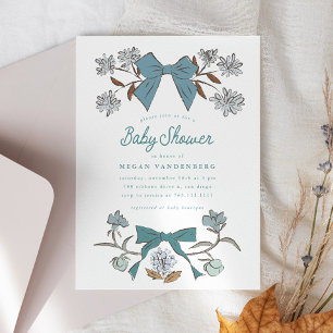 Bows and Flowers Boy Baby Shower-inbjudan Inbjudningar