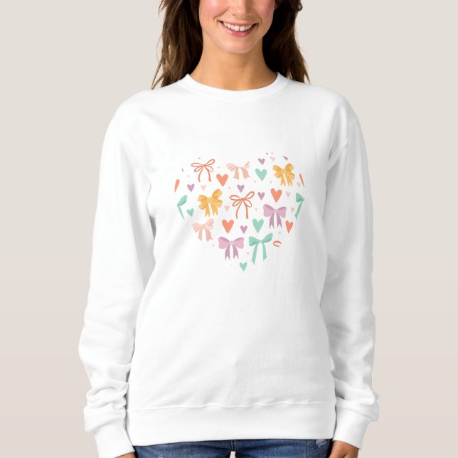 Bows and Hearts Coquette Pattern  T Shirt (Framsida)