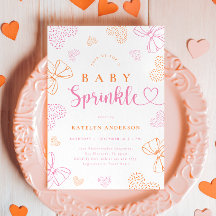 Bows and Hearts Sprinkle Baby Shower Invitation