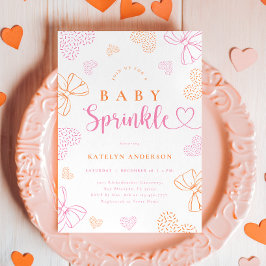 Bows and Hearts Sprinkle Baby Shower Invitation Inbjudningar