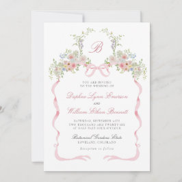 Bows and Wildflowers Wedding Invitation Inbjudningar