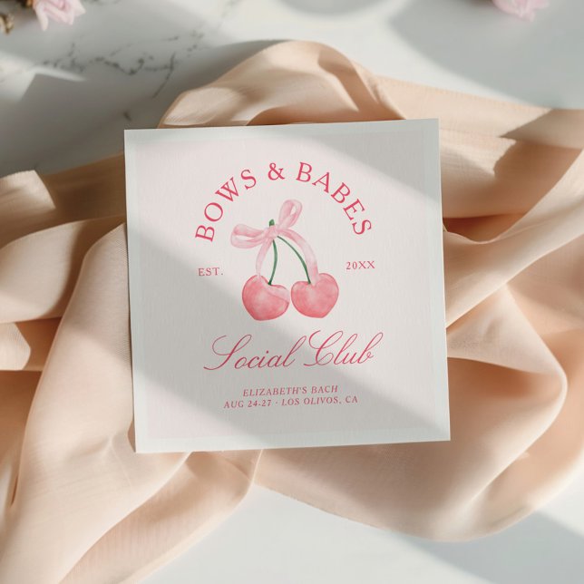 Bows & Babes Coquette Cherries Bachelorette Pappersservett (Skapare uppladdad)