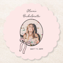 Bows & Babes Rosa Bow Coquette Bachelorette Party Underlägg Papper