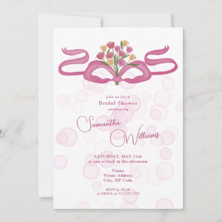 Bows & Bouquets Blommande Bar Bröllopsdusch Inbjudningar
