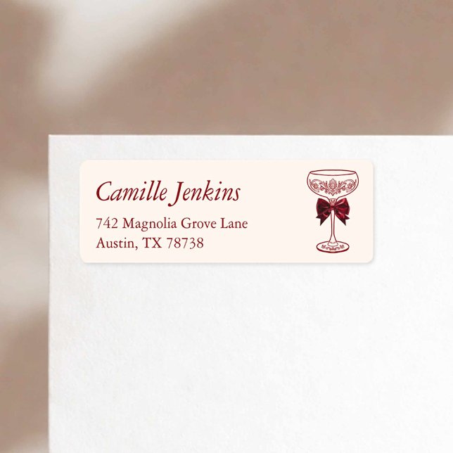 Bows & Bubbly Return Address Label Returadress Etikett (Bows and Bubbly Bridal Shower Return Address Label)