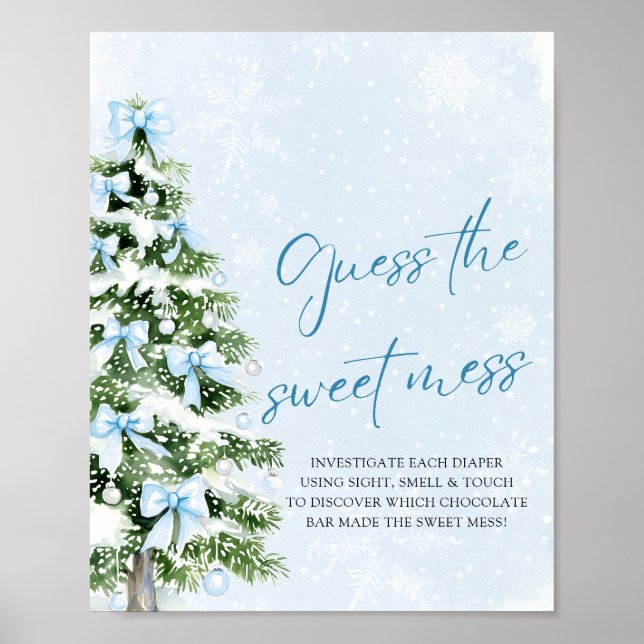 Bows Christmas Baby Shower Guess the Sweet Mess Poster (Framsidan)