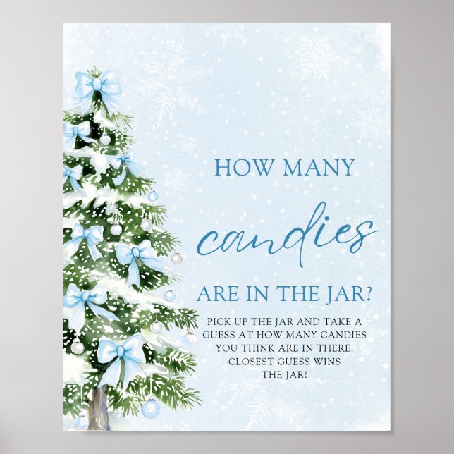 Bows Christmas Guess How Many Candies Baby Shower  Poster (Framsidan)