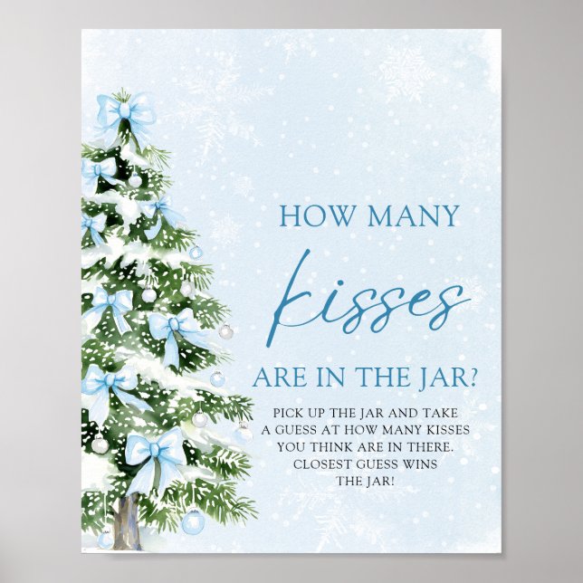 Bows Christmas Guess How Many Kisses Baby Shower  Poster (Framsidan)