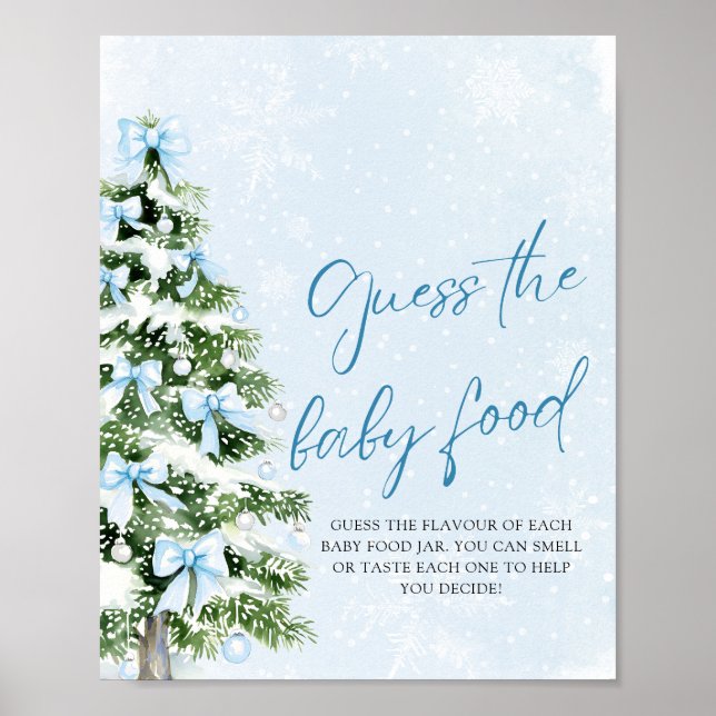 Bows Christmas Guess the Baby Food Baby Shower Poster (Framsidan)