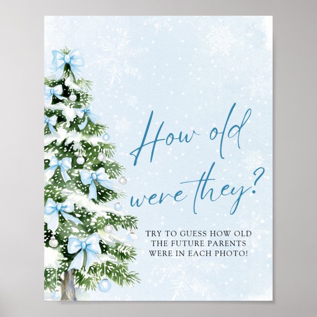 Bows Christmas How Old Were They Baby Shower Game Poster (Framsidan)