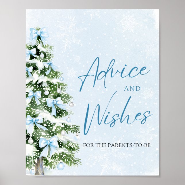 Bows Christmas Tree Baby Shower Advice and Wishes Poster (Framsidan)