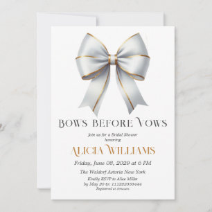 Bows före Vows Guld White Bow Möhippa Inbjudningar