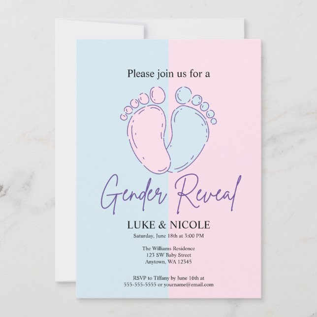 Bows Gender Reveal Party Baby Shower-inbjudan Inbjudningar (Framsida)