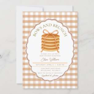 Bows och Brunch Pancake Baby Shower Inbjudningar