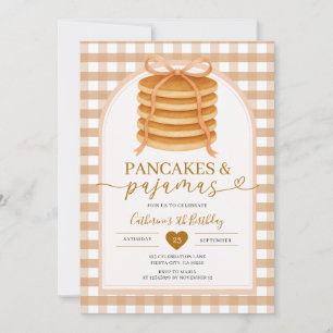 Bows och Brunch Pancake Brown 1:a födelsedagen Gin Inbjudningar