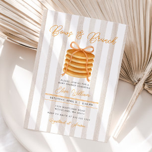 Bows och Brunch Pancake Rand Baby Shower Brunch Inbjudningar
