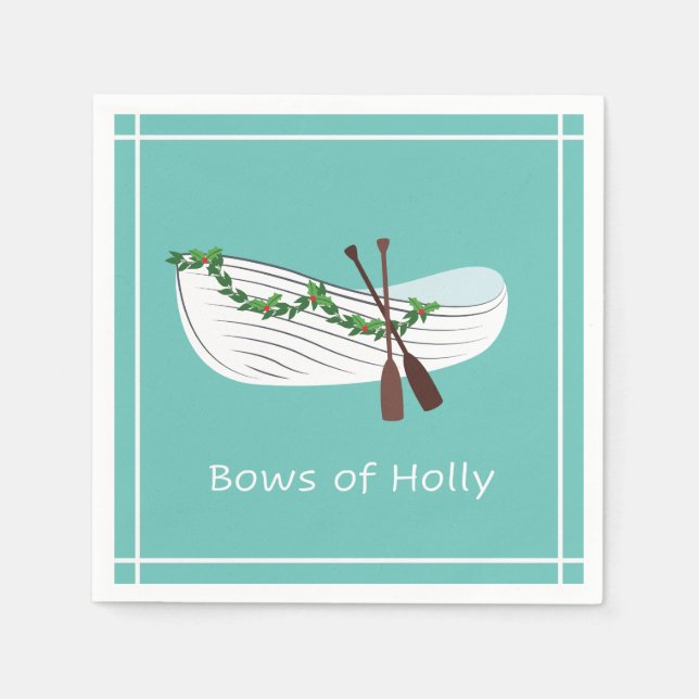 Bows of Holly Napkin Seafoam, Helgdag Napkin Seafo Pappersservett (Framsidan)