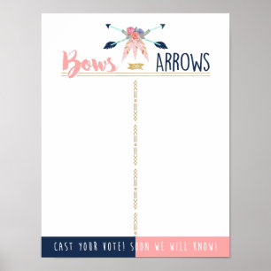 Bows or Prows Vote Gender Reveal Party - Boho Poster