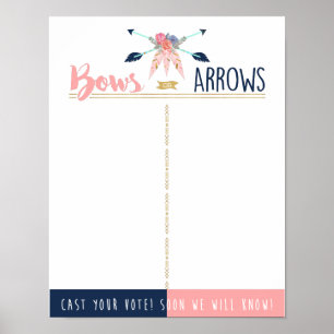 Bows or Prows Vote Gender Reveal Party - Boho Poster