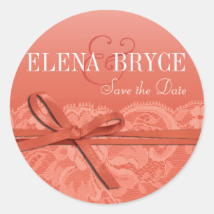 Bows Ribbon & Snöre persikor Runt Klistermärke