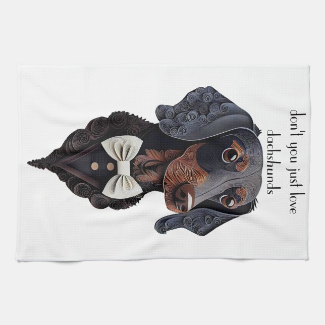 bowtie Dachshund tea towel Kökshandduk (Horisontell)