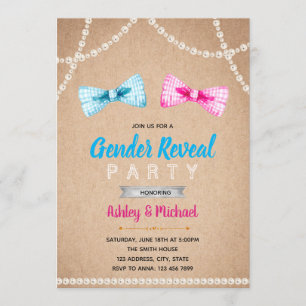 Bowtie gender visar partiinbjudan inbjudningar
