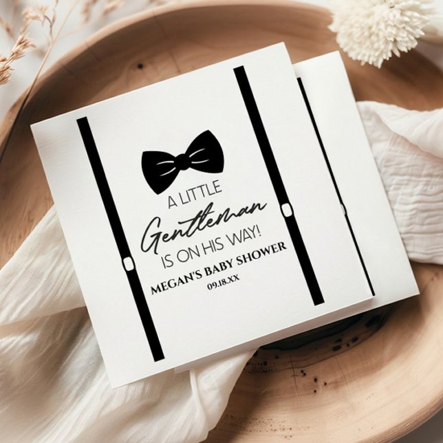 Bowtie Suspenders A Little gentleman Baby Shower Pappersservett (Skapare uppladdad)