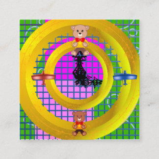 Bowtie Teddy Blue Red Flygplan Guld Ringar Geometr Fyrkantigt Visitkort