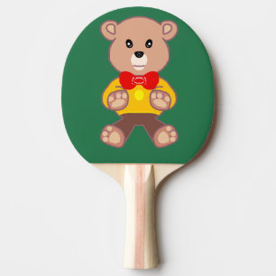 Bowtie Teddybjörn på grönt Pingisracket