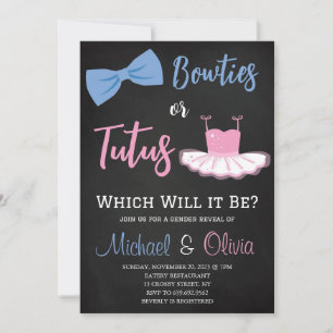 Bowties eller Tutus Gender Reveal Inbjudningar