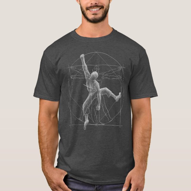 Box Boulding Coola Freeclimber Vitruvian Man T Shirt (Framsida)