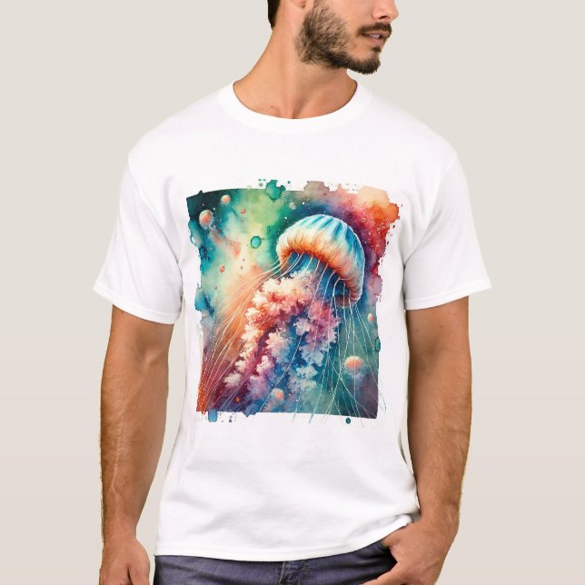 Box Jellyfish 050824AREF128 - Watercolor T Shirt (Framsida)